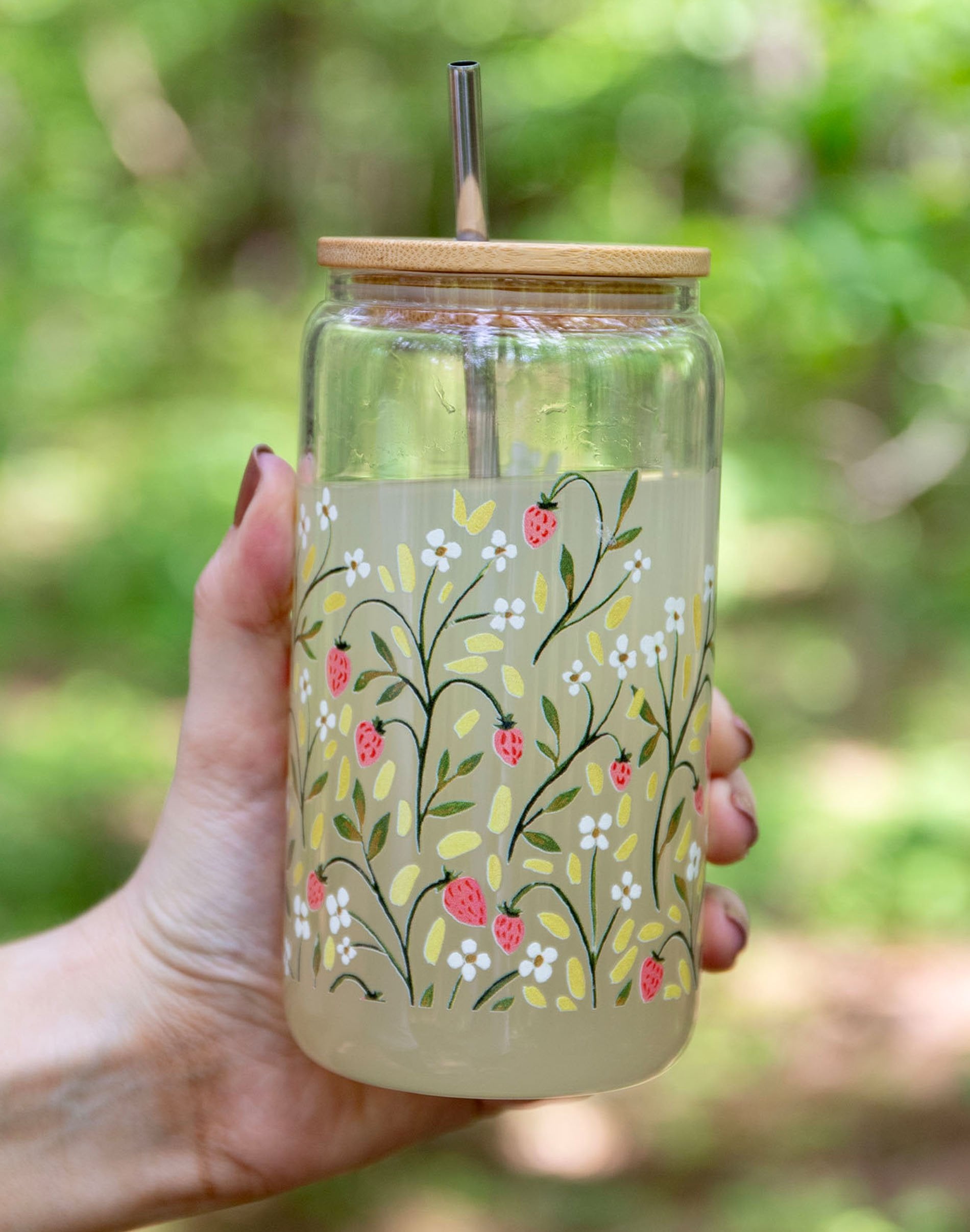 Strawberry Meadow Glass Can - 1canoe2