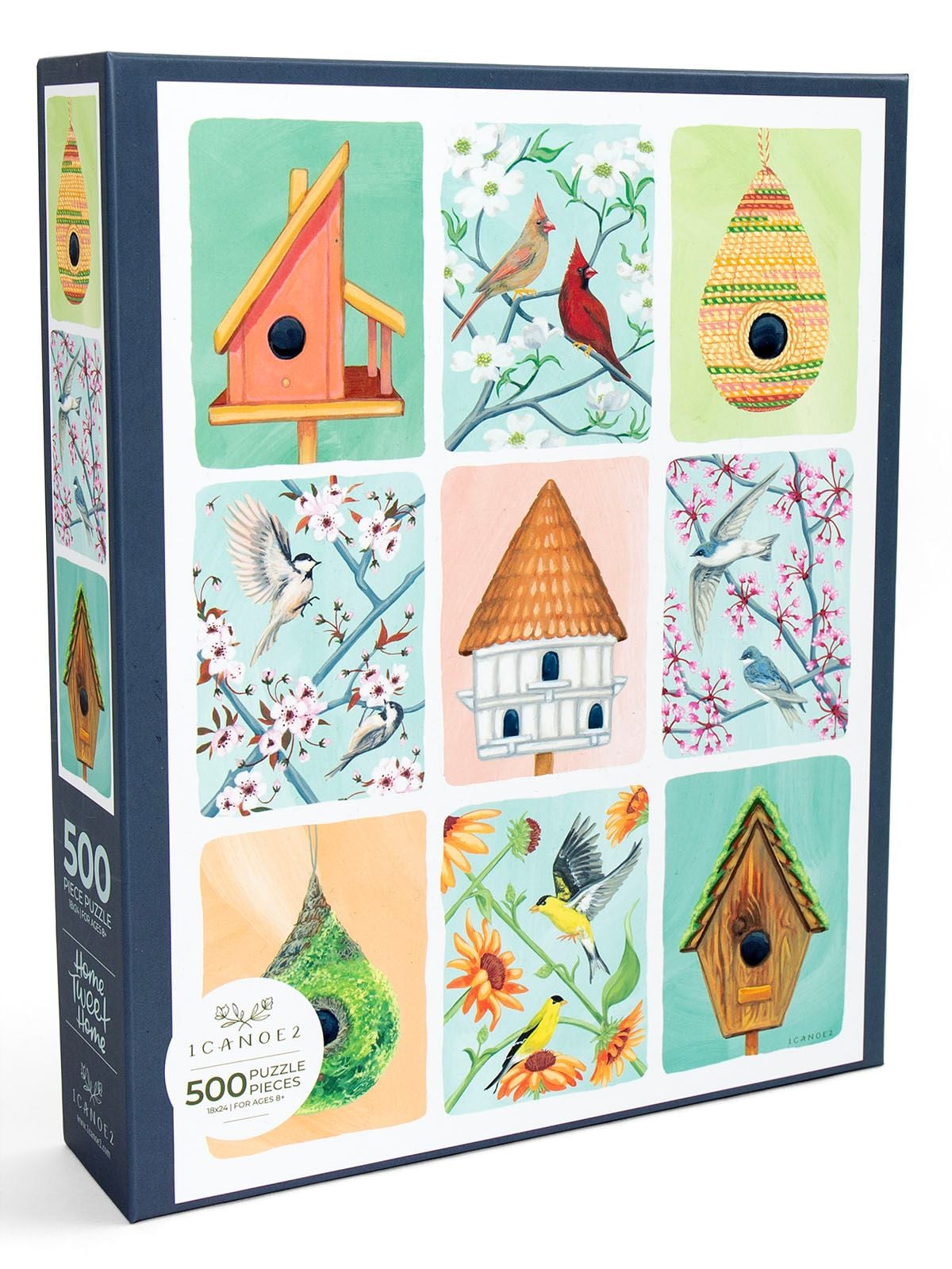 Home Tweet Home Birdhouses Grid - 500 Piece Jigsaw Puzzle - 1canoe2