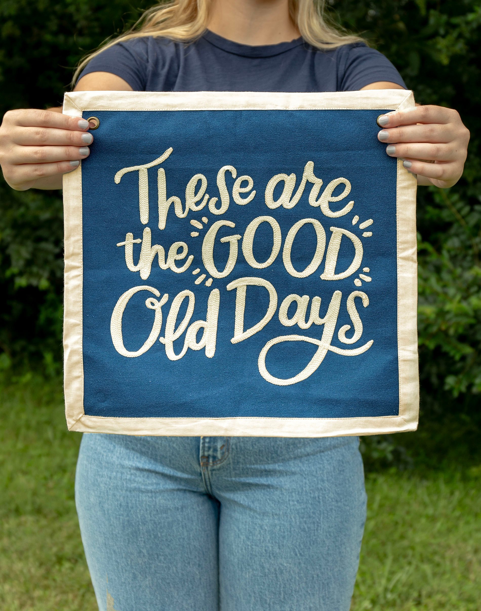 Good Old Days Embroidered Canvas Banner - 1canoe2